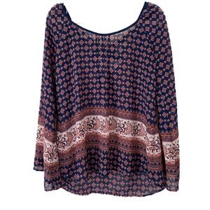 Anthropologie Blu Pepper Chiffon Sheer Tunic Top Blue